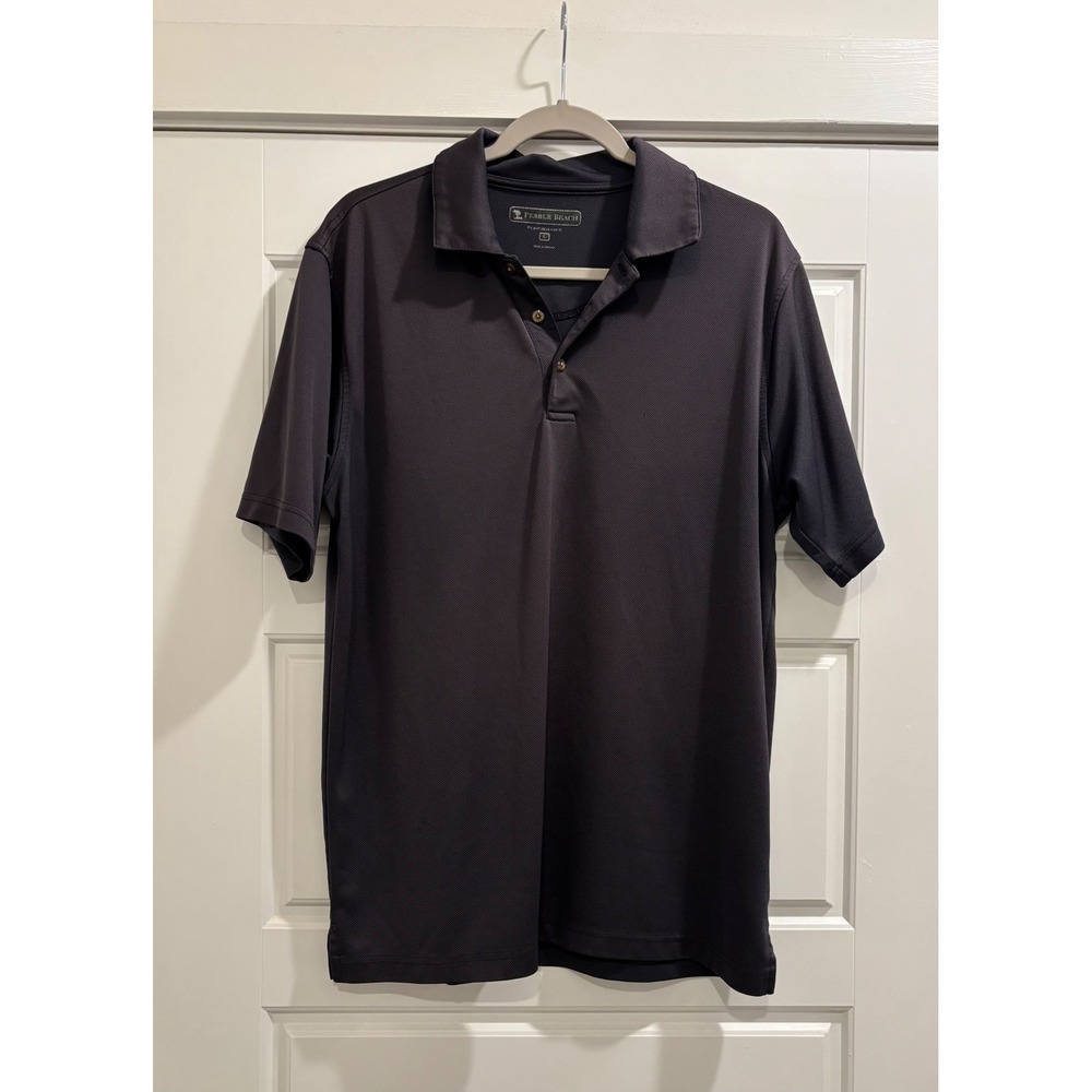 Pebble Beach Performance Mens Polo Shirt Large Dark Gray Golf Pique Knit
